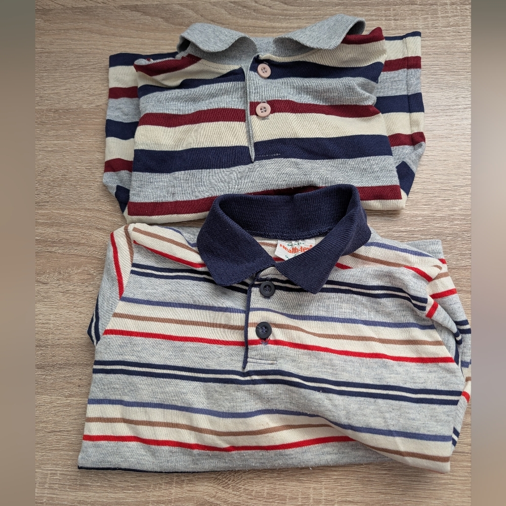 Vintage Bundle Healthtex Long Sleeve Striped Collar Shirts size 4,  Made In USA